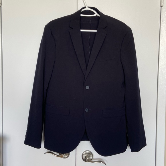 H&M Navy Blue Suit Jacket Blazer Slim Fit - Picture 1 of 5